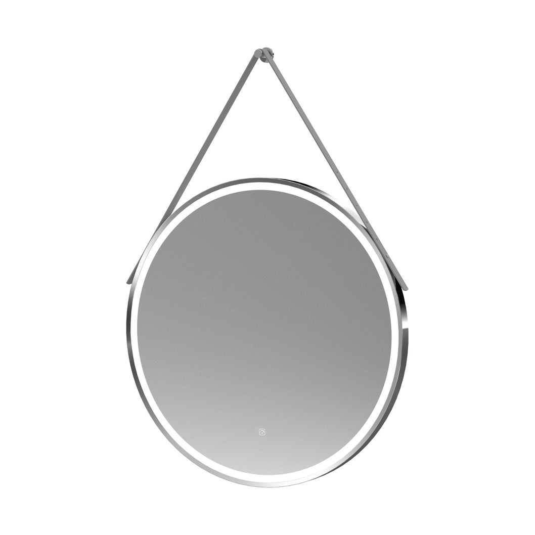 Nuie Framed Led Touch Sensor Mirrors 800mm Round Illuminated Mirror Contemporary Chrome Aluminium 800x800x40mm - JJ Building Materials