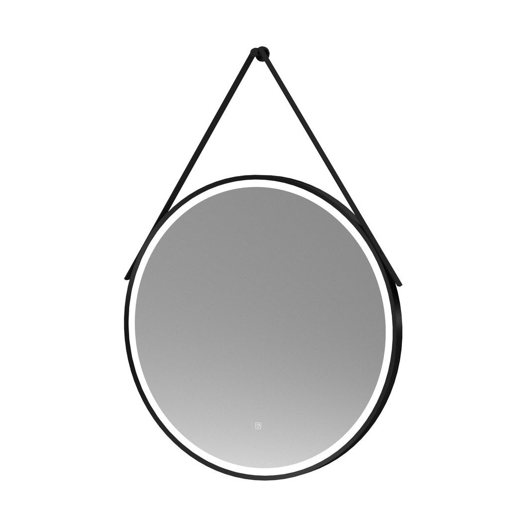 Nuie Framed Led Touch Sensor Mirrors 800mm Round Illuminated Mirror Contemporary Matt Black Aluminium 800x800x40mm - JJ Building Materials