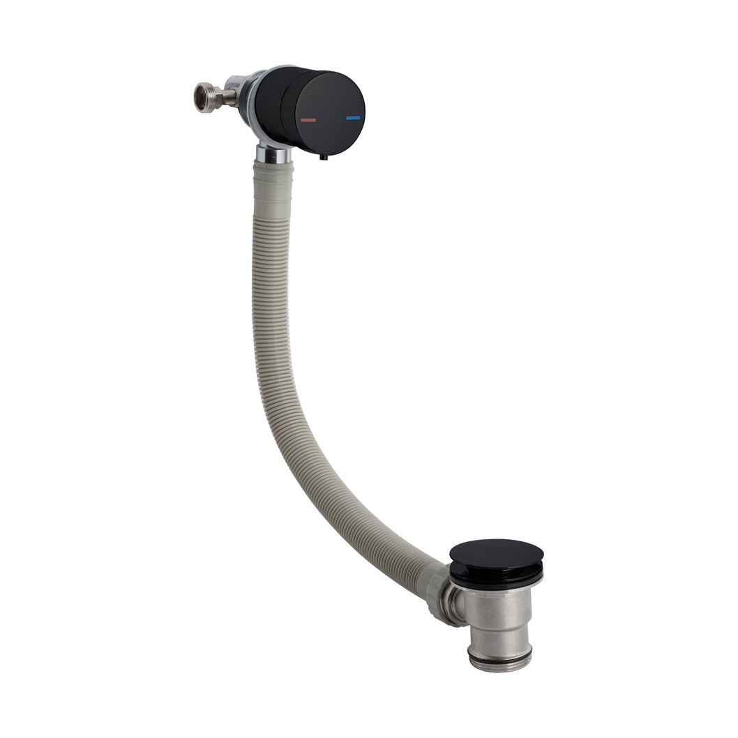 Nuie Freeflow Bath Filler Contemporary Matt Black Brass 550x68x74mm - JJ Building Materials
