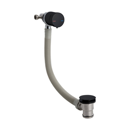 Nuie Freeflow Bath Filler Contemporary Matt Black Brass 550x68x74mm - JJ Building Materials