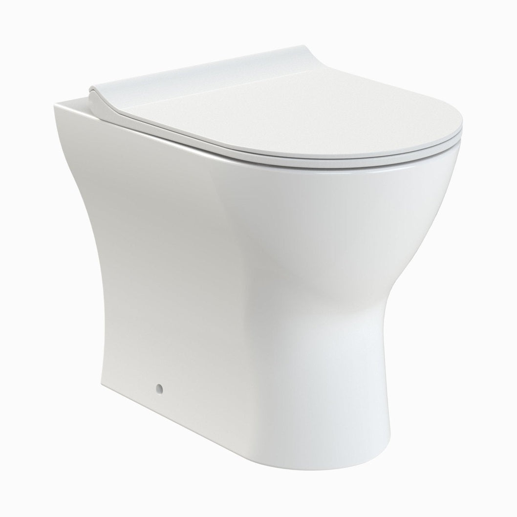 Nuie Freya Back To Wall Pan & Soft Close Seat Contemporary White Vitreous China 417x365x500mm - JJ Building Materials