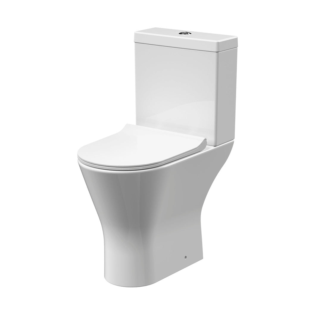 Nuie Freya Comfort Height Rimless Pan, Cistern & Seat Contemporary White Vitreous China 845x380x605mm - JJ Building Materials