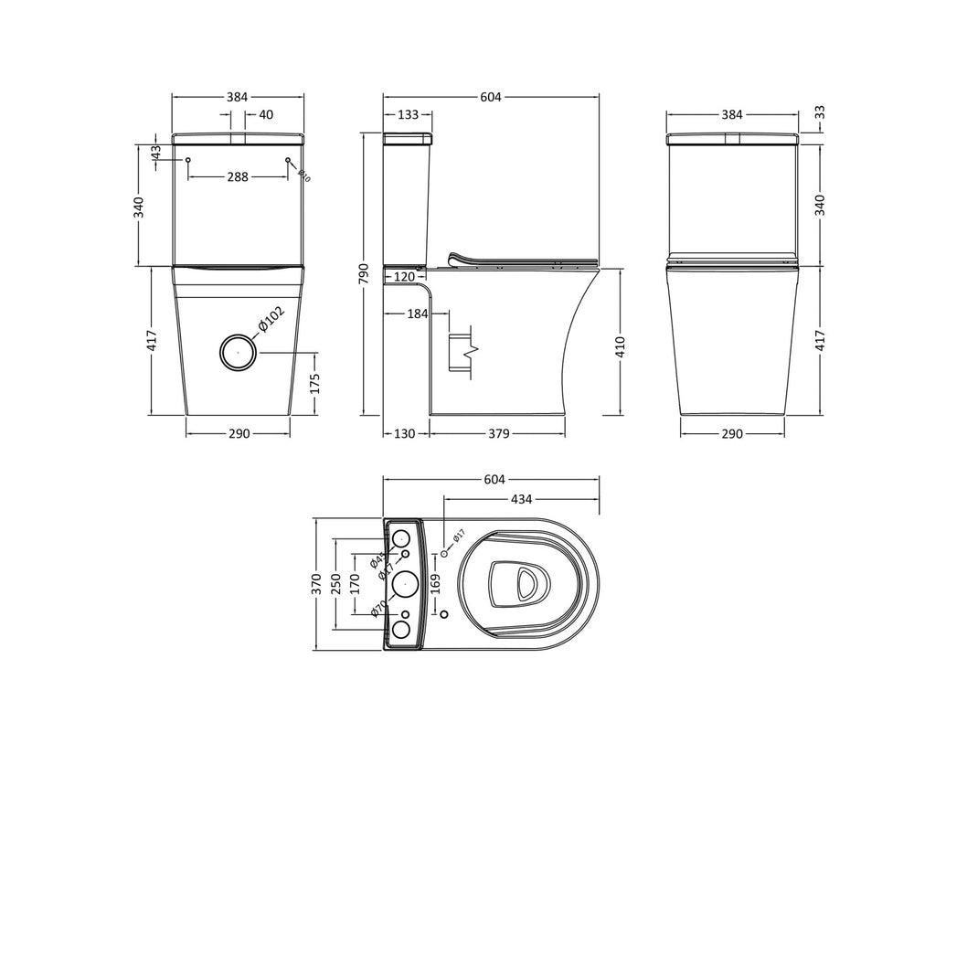 Nuie Freya Pan, Cistern & Seat Contemporary White Vitreous China 800x384x612mm - JJ Building Materials