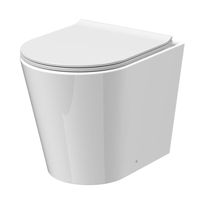 Nuie Freya Round Rimless Btw Pan & Soft Close Seat Contemporary White Vitreous China 417x365x500mm - JJ Building Materials