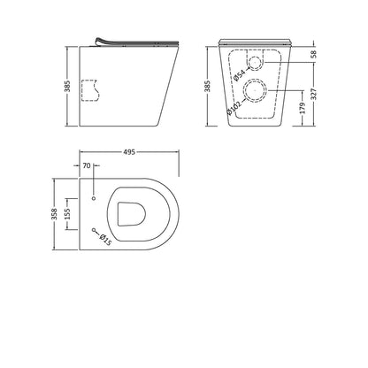Nuie Freya Round Rimless Btw Pan & Soft Close Seat Contemporary White Vitreous China 417x365x500mm - JJ Building Materials