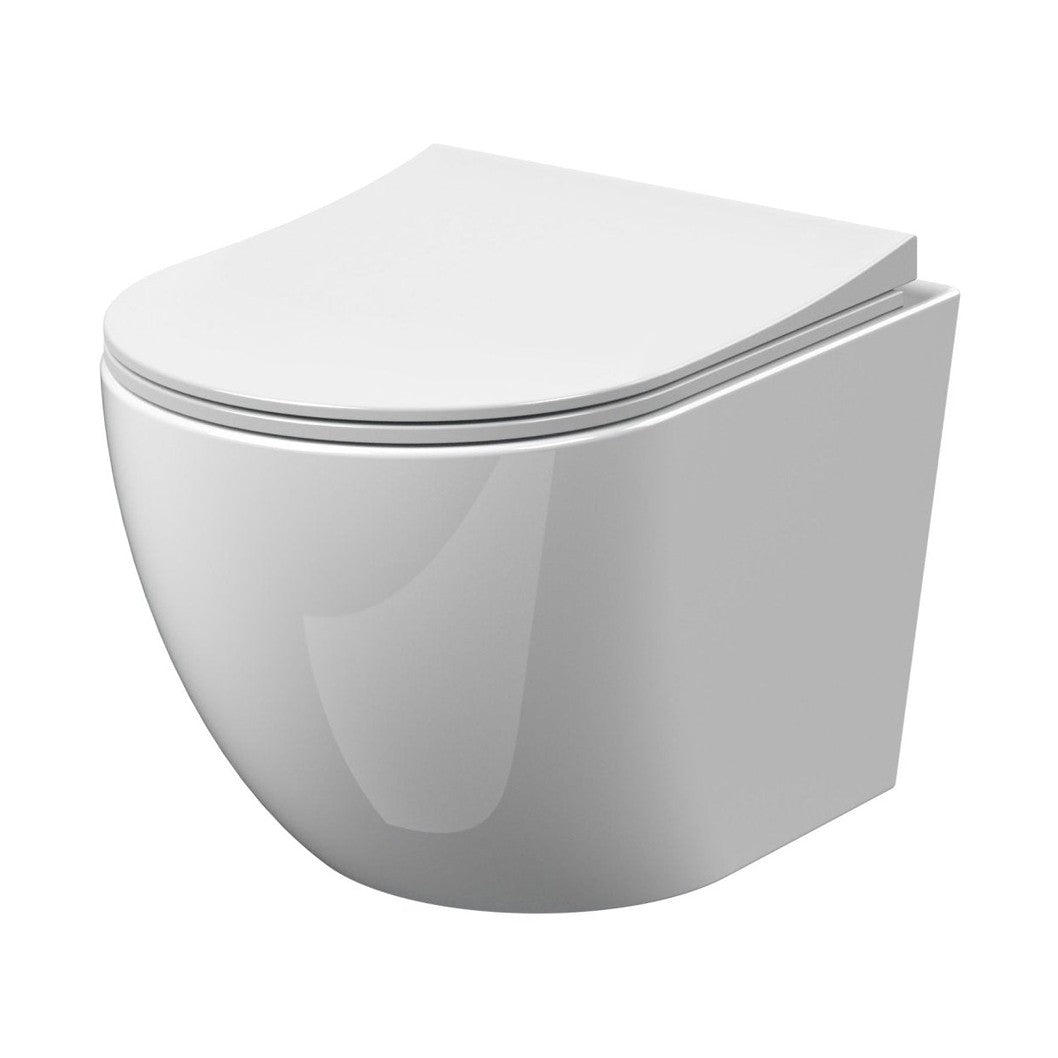 Nuie Freya Wall Hung Pan & Soft Close Seat Contemporary White Vitreous China 323x360x482mm - JJ Building Materials