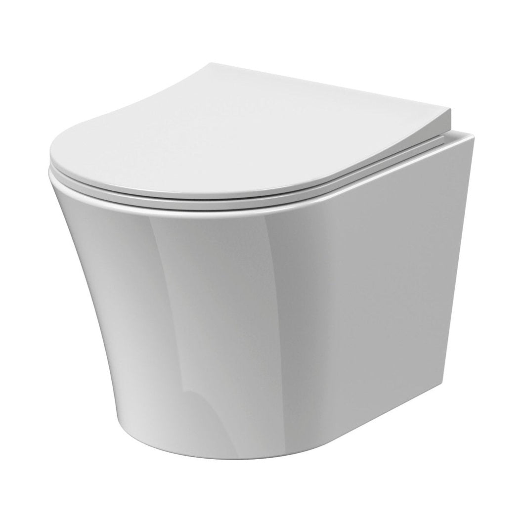 Nuie Freya Wall Hung Pan & Soft Close Seat Contemporary White Vitreous China 363x365x475mm - JJ Building Materials