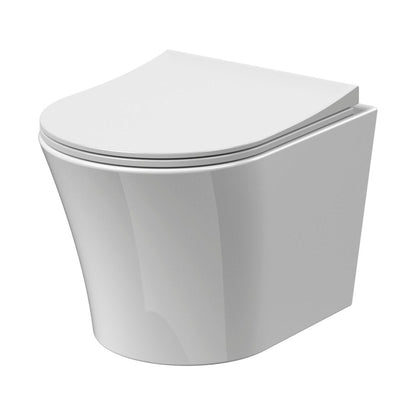 Nuie Freya Wall Hung Pan & Soft Close Seat Contemporary White Vitreous China 363x365x475mm - JJ Building Materials