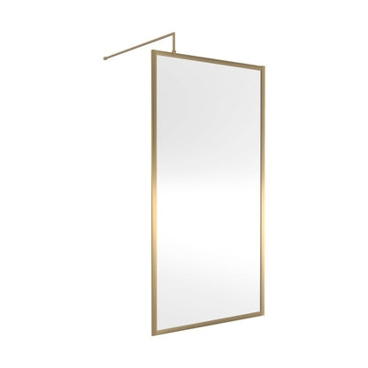 Nuie Full Outer Frame Wetroom Screen 1850x1000x8mm Contemporary Brushed Brass Aluminium 1850x1000x13mm - JJ Building Materials