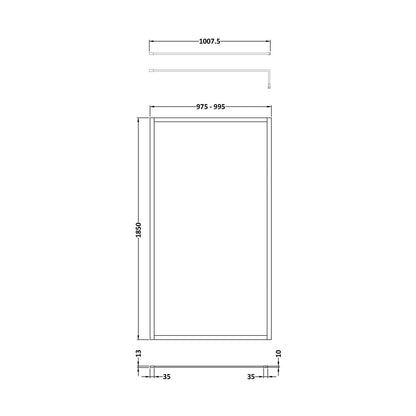 Nuie Full Outer Frame Wetroom Screen 1850x1000x8mm Contemporary Matt Black Aluminium 1850x1000x13mm - JJ Building Materials