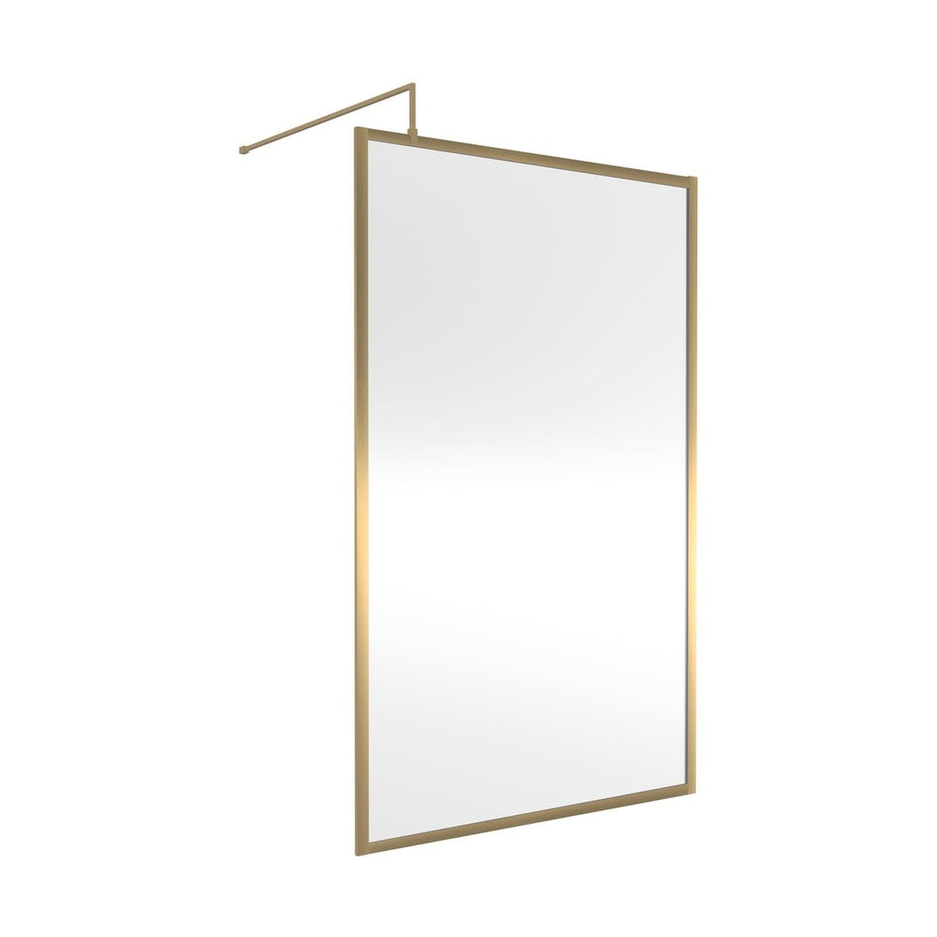 Nuie Full Outer Frame Wetroom Screen 1850x1200x8mm Contemporary Brushed Brass Aluminium 1850x1200x13mm - JJ Building Materials