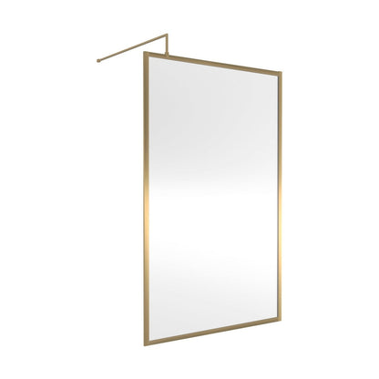 Nuie Full Outer Frame Wetroom Screen 1850x1200x8mm Contemporary Brushed Brass Aluminium 1850x1200x13mm - JJ Building Materials