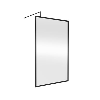 Nuie Full Outer Frame Wetroom Screen 1850x1200x8mm Contemporary Matt Black Aluminium 1850x1200x13mm - JJ Building Materials