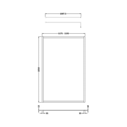 Nuie Full Outer Frame Wetroom Screen 1850x1200x8mm Contemporary Matt Black Aluminium 1850x1200x13mm - JJ Building Materials