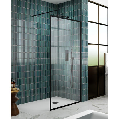 Nuie Full Outer Frame Wetroom Screen 1850x1200x8mm Contemporary Matt Black Aluminium 1850x1200x13mm - JJ Building Materials