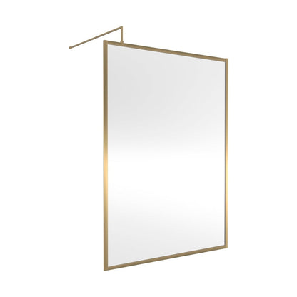 Nuie Full Outer Frame Wetroom Screen 1850x1400x8mm Contemporary Brushed Brass Aluminium 1850x1400x13mm - JJ Building Materials