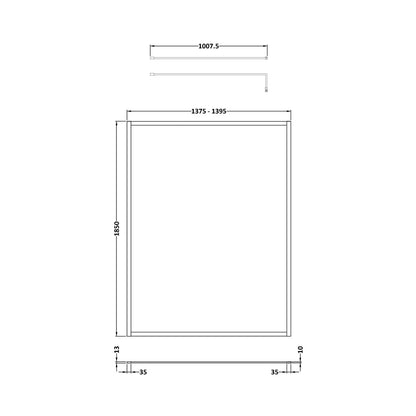 Nuie Full Outer Frame Wetroom Screen 1850x1400x8mm Contemporary Brushed Brass Aluminium 1850x1400x13mm - JJ Building Materials