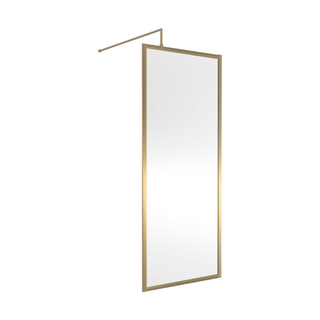 Nuie Full Outer Frame Wetroom Screen 1850x760x8mm Contemporary Brushed Brass Aluminium 1850x760x13mm - JJ Building Materials