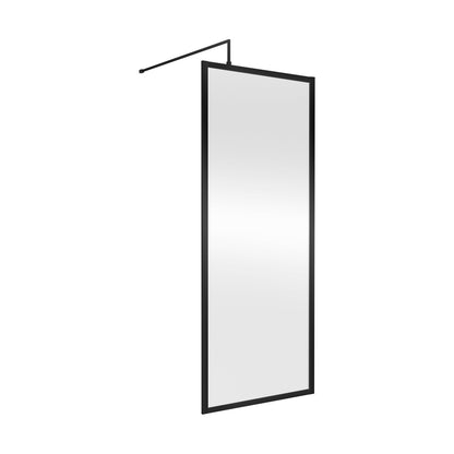 Nuie Full Outer Frame Wetroom Screen 1850x760x8mm Contemporary Matt Black Aluminium 1850x760x13mm - JJ Building Materials