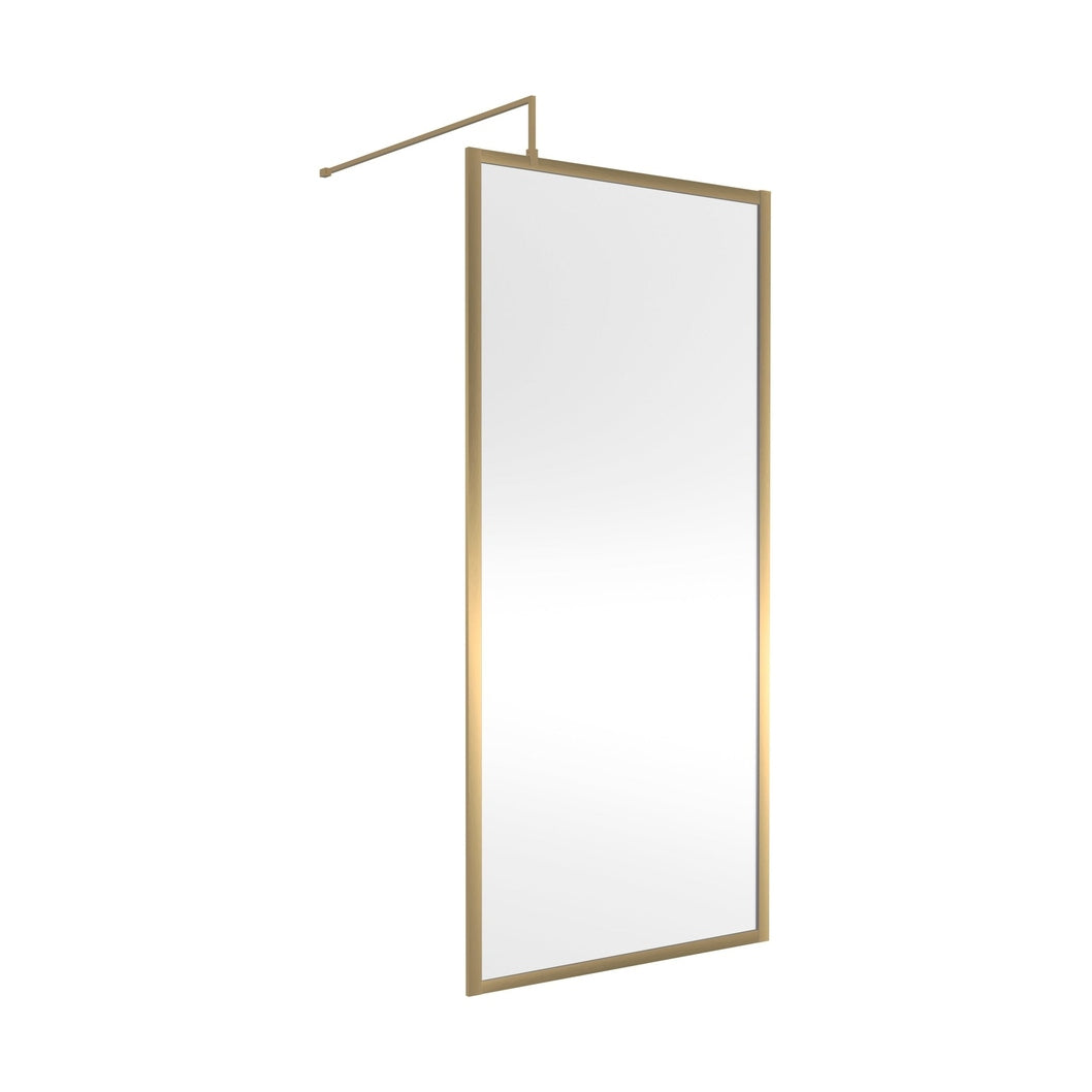 Nuie Full Outer Frame Wetroom Screen 1850x900x8mm Contemporary Brushed Brass Aluminium 1850x900x13mm - JJ Building Materials