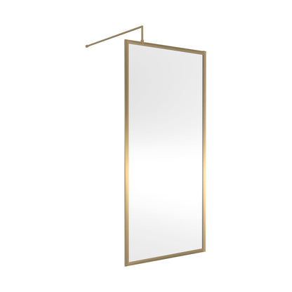 Nuie Full Outer Frame Wetroom Screen 1850x900x8mm Contemporary Brushed Brass Aluminium 1850x900x13mm - JJ Building Materials