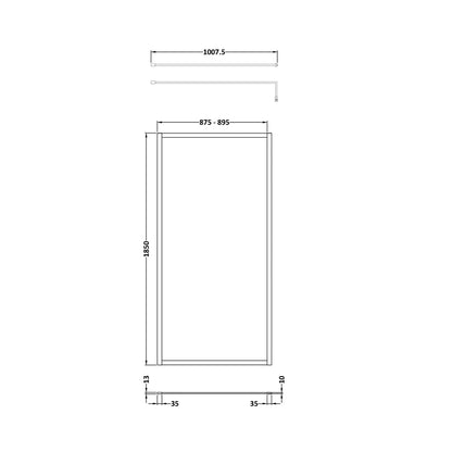 Nuie Full Outer Frame Wetroom Screen 1850x900x8mm Contemporary Matt Black Aluminium 1850x900x13mm - JJ Building Materials