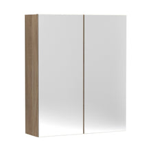 Nuie Fusion 600mm Mirror Unit (50/50) Contemporary Bleached Oak MFC Textured Woodgrain 715x600x182mm - JJ Building Materials