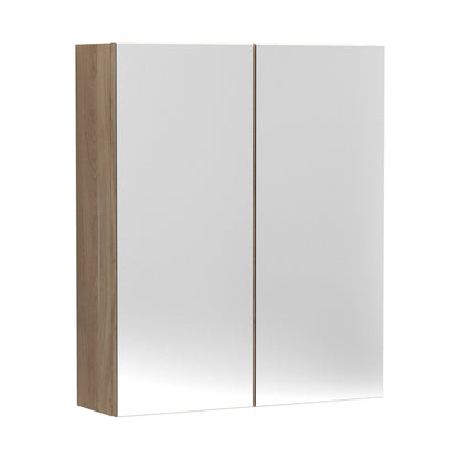Nuie Fusion 600mm Mirror Unit (50/50) Contemporary Bleached Oak MFC Textured Woodgrain 715x600x182mm - JJ Building Materials