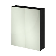 Nuie Fusion 600mm Mirror Unit (50/50) Contemporary Charcoal Black MFC Textured Woodgrain 715x600x182mm - JJ Building Materials