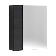Nuie Fusion 600mm Mirror Unit (75/25) Contemporary Charcoal Black MFC Textured Woodgrain 715x600x182mm - JJ Building Materials