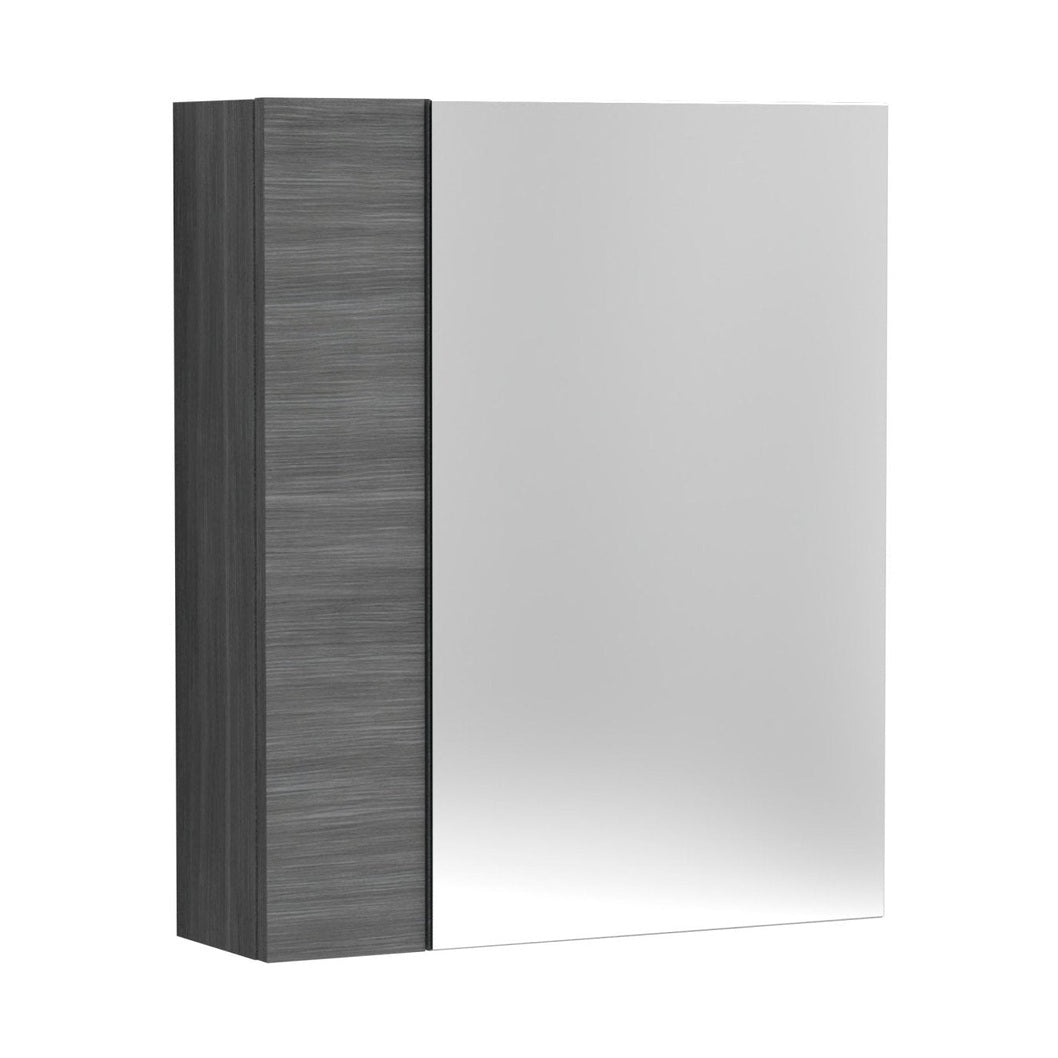 Nuie Fusion 600mm Mirror Unit (75/25) Contemporary Graphite Grey Woodgrain MFC Textured Woodgrain 715x600x182mm - JJ Building Materials