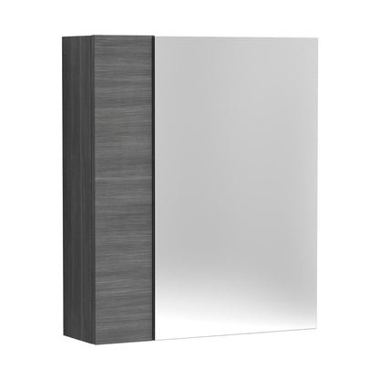 Nuie Fusion 600mm Mirror Unit (75/25) Contemporary Graphite Grey Woodgrain MFC Textured Woodgrain 715x600x182mm - JJ Building Materials