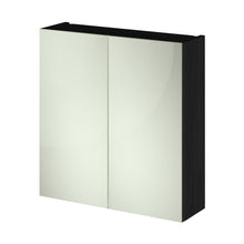 Nuie Fusion 800mm Mirror Unit (50/50) Contemporary Charcoal Black MFC Textured Woodgrain 715x800x180mm - JJ Building Materials