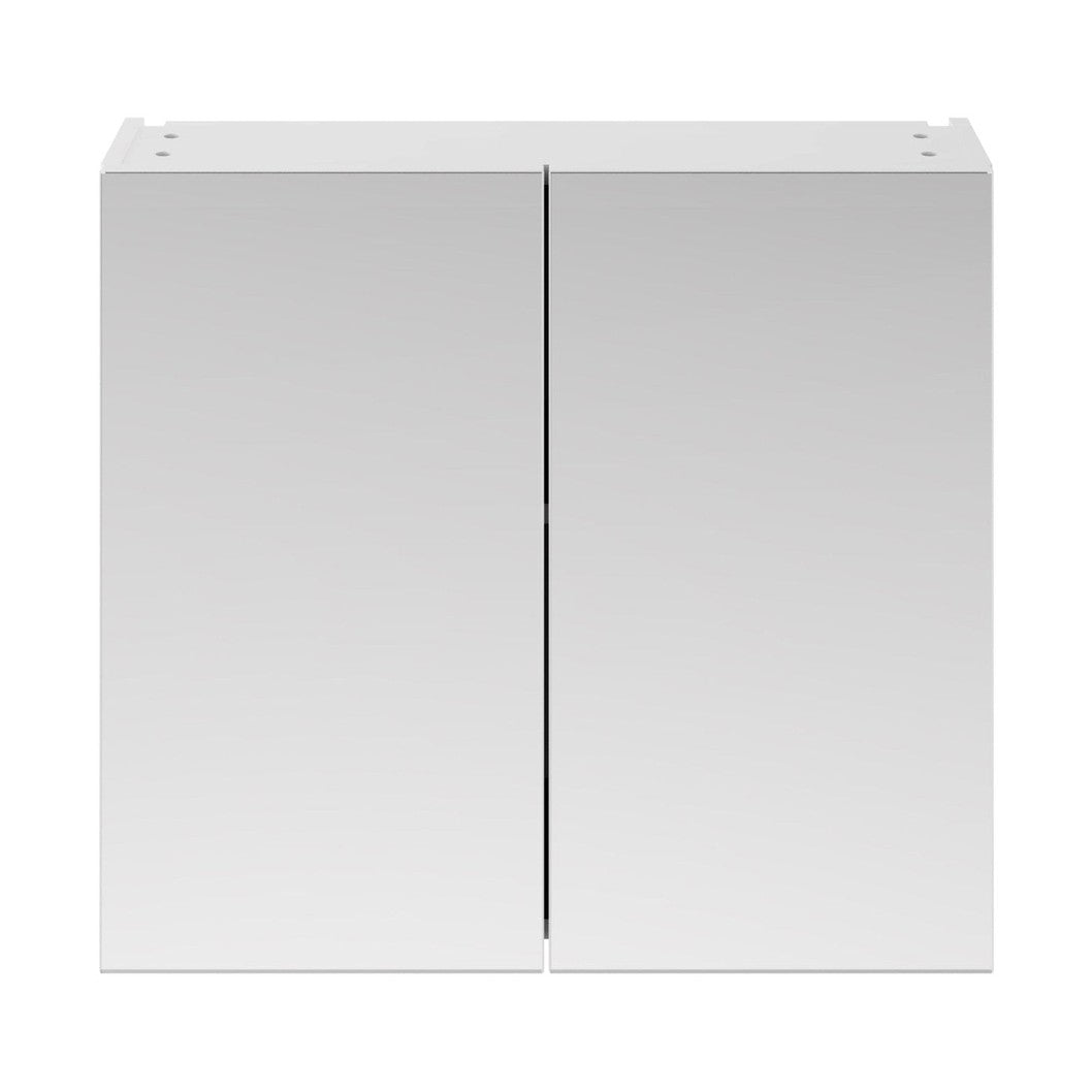 Nuie Fusion 800mm Mirror Unit (50/50) Contemporary Gloss White MFC Painted Gloss 715x800x180mm - JJ Building Materials