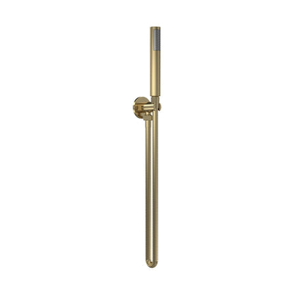 Nuie Hand Held Shower Kits Outlet Elbow, Parking Bracket, Flex And Handset Contemporary Brushed Brass Brass ABS 1230x30x55mm - JJ Building Materials