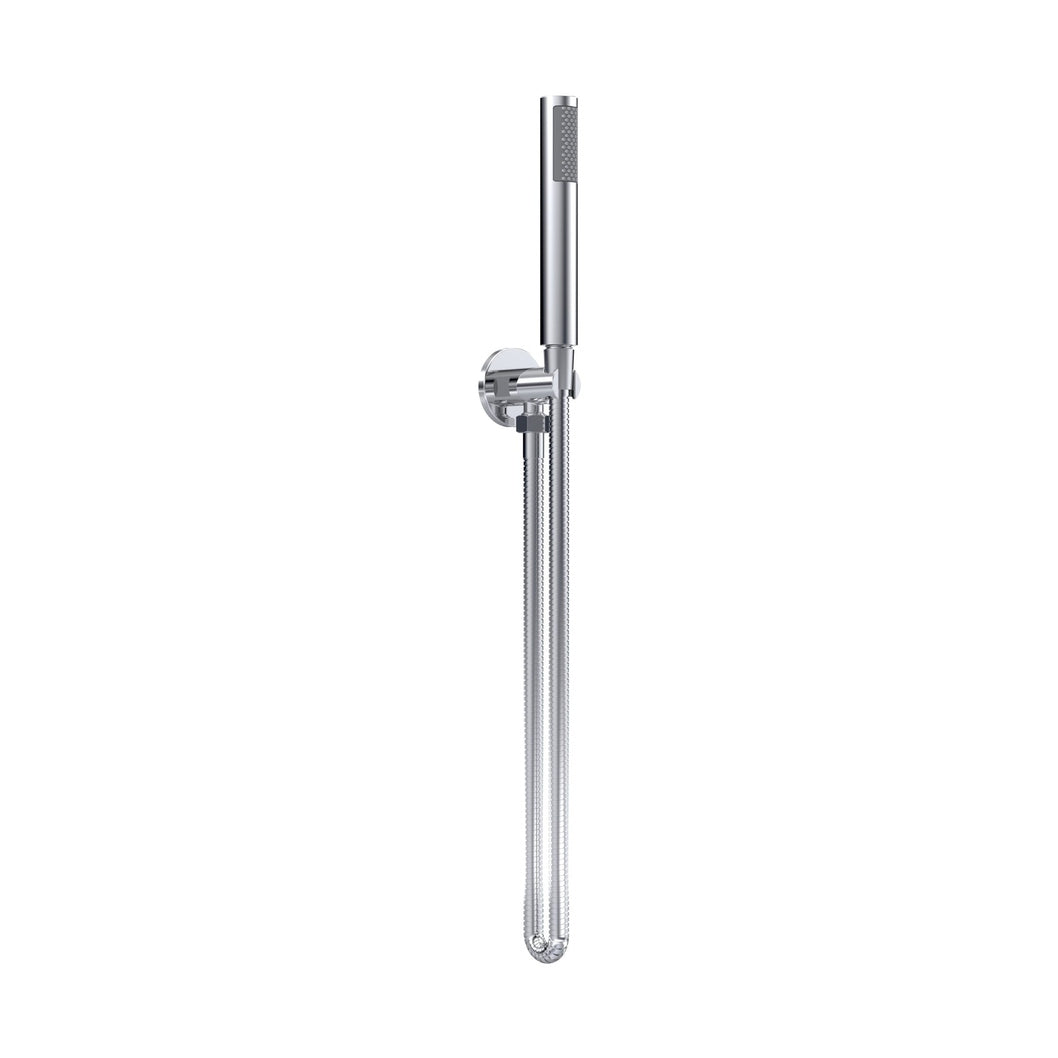 Nuie Hand Held Shower Kits Outlet Elbow, Parking Bracket, Flex And Handset Contemporary Chrome Brass ABS 1230x30x55mm - JJ Building Materials