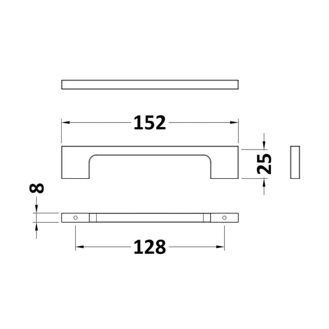 Nuie Handles 150mm Slim Line D Handle Contemporary Brushed Brass Brass 150x20x30mm - JJ Building Materials