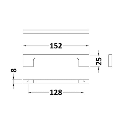 Nuie Handles 150mm Slim Line D Handle Contemporary Brushed Brass Brass 150x20x30mm - JJ Building Materials