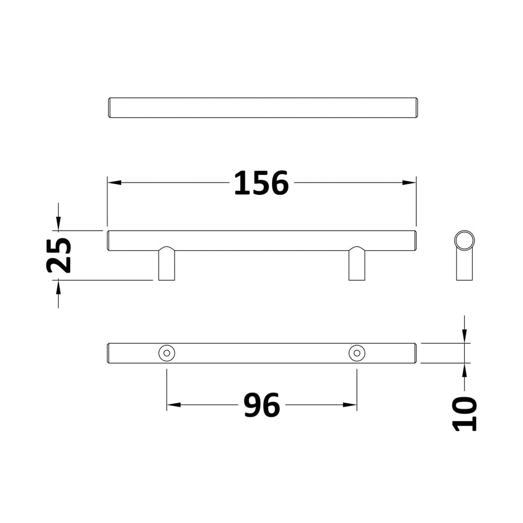 Nuie Handles 155mm Bar Handle Contemporary Brushed Brass Brass 155x16x36mm - JJ Building Materials