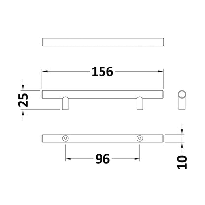 Nuie Handles 155mm Bar Handle Contemporary Brushed Brass Brass 155x16x36mm - JJ Building Materials