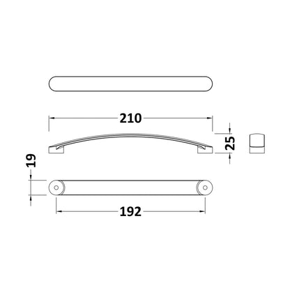 Nuie Handles 210mm D Shape Bar Handle Contemporary Matt Black Brass 210x19x24mm - JJ Building Materials