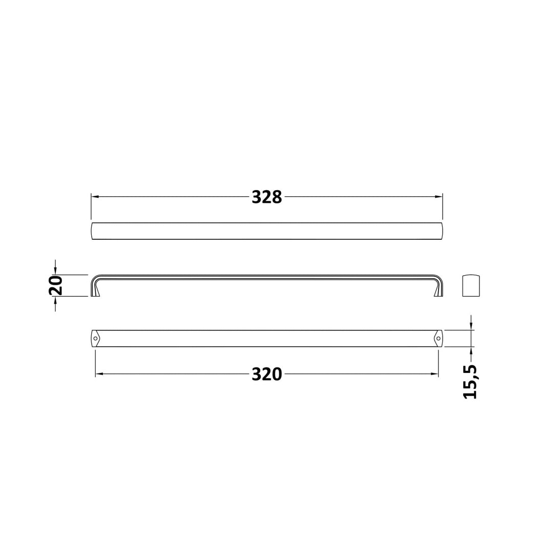 Nuie Handles 328mm D Handle Chrome Contemporary Stainless Steel 20x356x16mm - JJ Building Materials