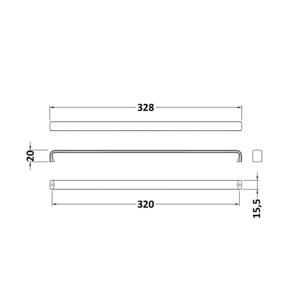 Nuie Handles 328mm D Handle Chrome Contemporary Stainless Steel 20x356x16mm - JJ Building Materials