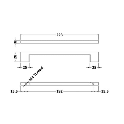 Nuie Handles Black D Handle Contemporary Brass 28x223x8mm - JJ Building Materials