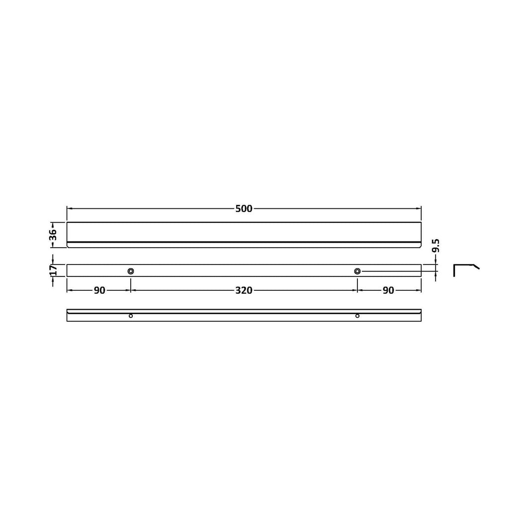 Nuie Handles Finger Pull Handle 500mm Contemporary Chrome Aluminium 17x500x36mm - JJ Building Materials