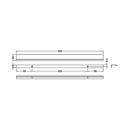 Nuie Handles Finger Pull Handle 500mm Contemporary Chrome Aluminium 17x500x36mm - JJ Building Materials