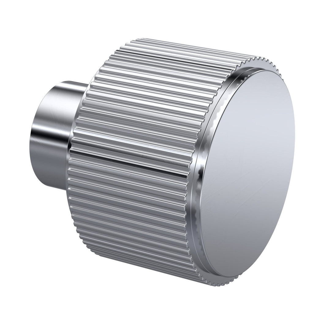 Nuie Handles Fluted Furniture Knob Contemporary Chrome Aluminium 30x30x30mm - JJ Building Materials