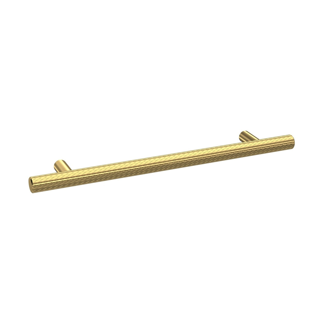 Nuie Handles Knurled Bar Handle 160mm Contemporary Brushed Brass Brass 220x12x32mm - JJ Building Materials
