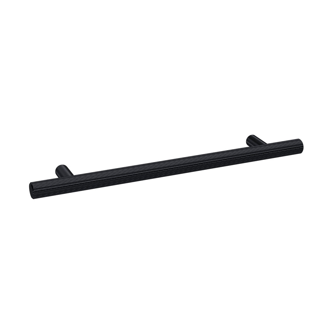 Nuie Handles Knurled Bar Handle 160mm Contemporary Matt Black Brass 220x12x32mm - JJ Building Materials