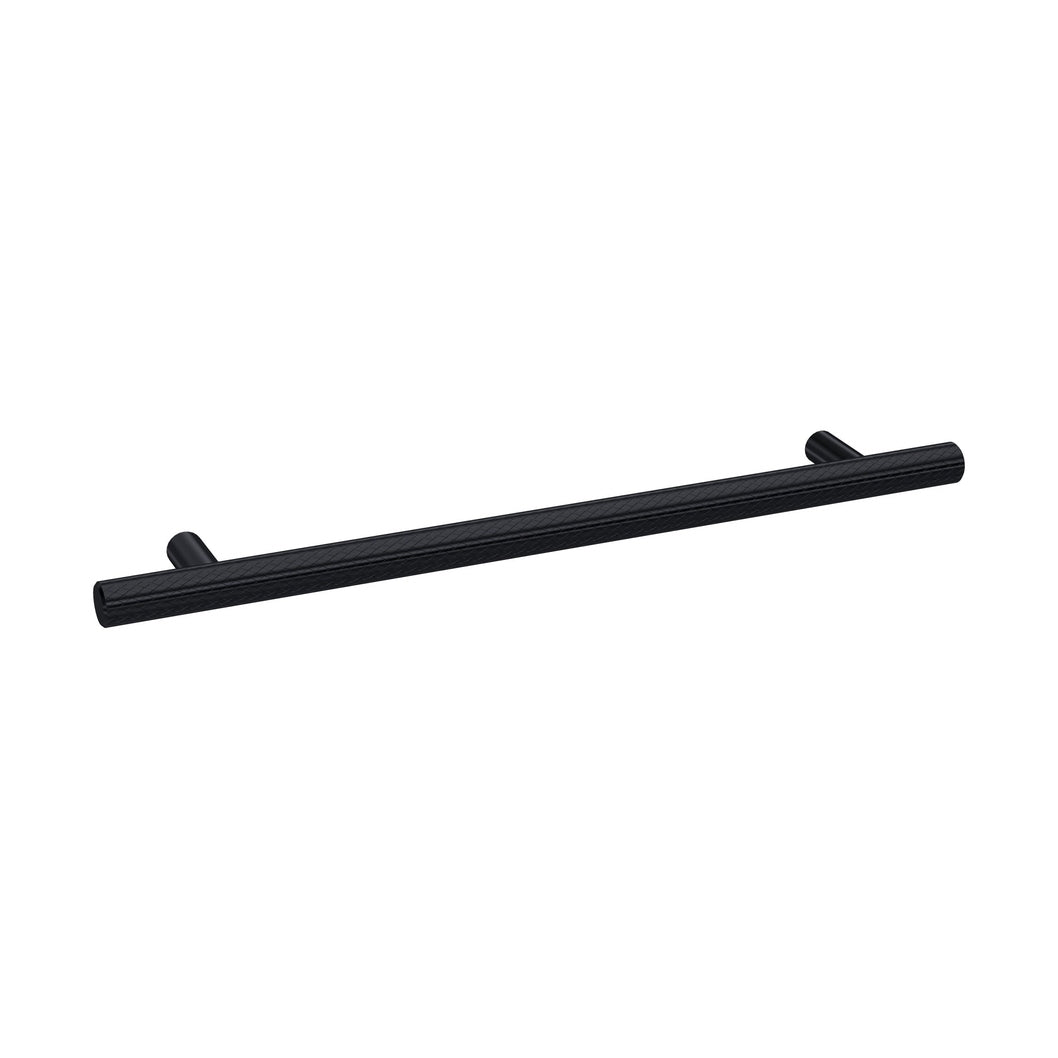 Nuie Handles Knurled Bar Handle 192mm Contemporary Matt Black Brass 252x12x32mm - JJ Building Materials